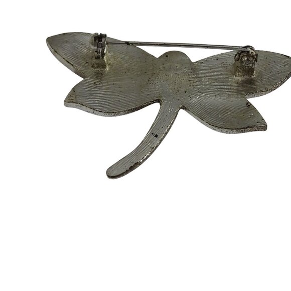 Dragonfly Brooch Pin With Rhinestones and Enamel Accents Purple Pink Silver Tone - Picture 5 of 8